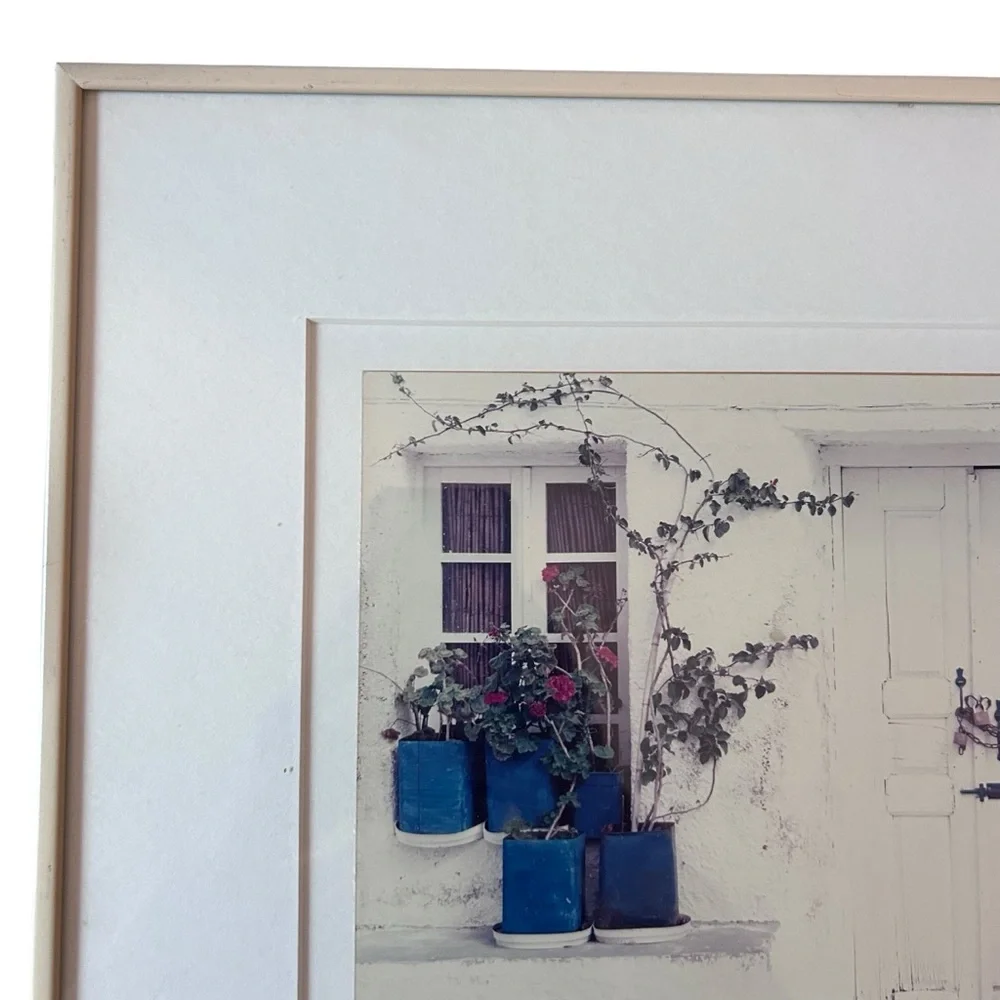 Vintage Santorini Doorway Framed Photograph Print Signed 1990 Vern Clevenger